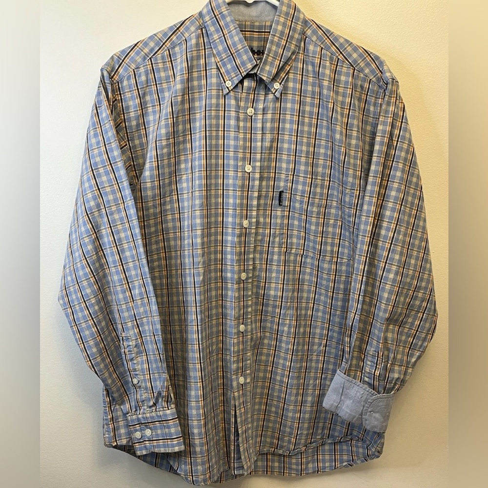 BARBOUR-Weekend Shirt Blue Plaid  L/S Button Down Sz Med